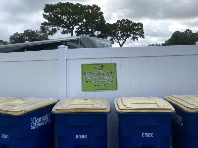 Recycling bins at RV campground.