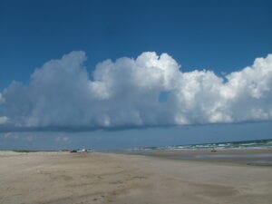 RVs camping on Mustang Island Beach