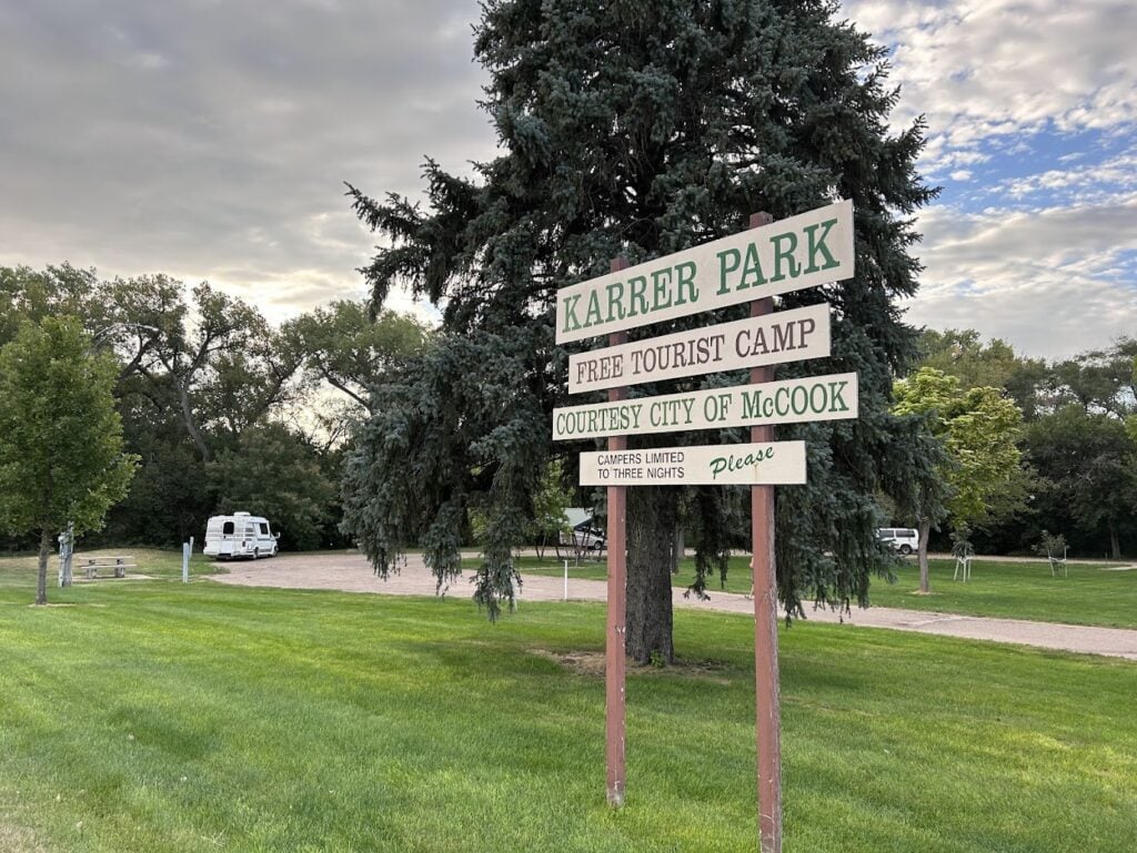 Sign at free city RV park.