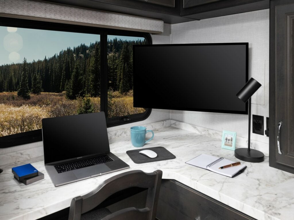 Corner Office in the Frontier motorhome RV.