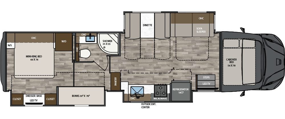 Class C with Bunk Beds flrooplan diagram