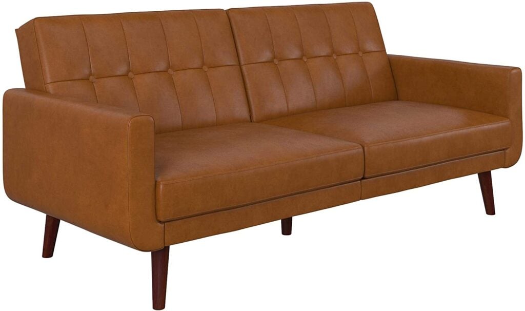 Faux leather futon
