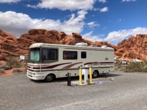 Diesel pusher RV at nevada state park