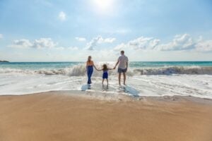 Family on a beach in Florida.