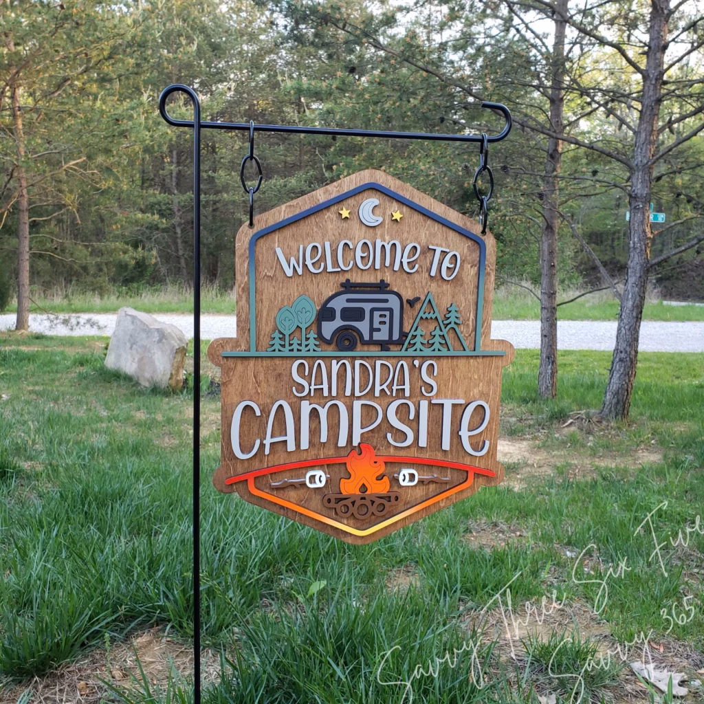Wooden camp sign