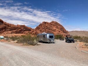 Airstream parked in Red Rocks