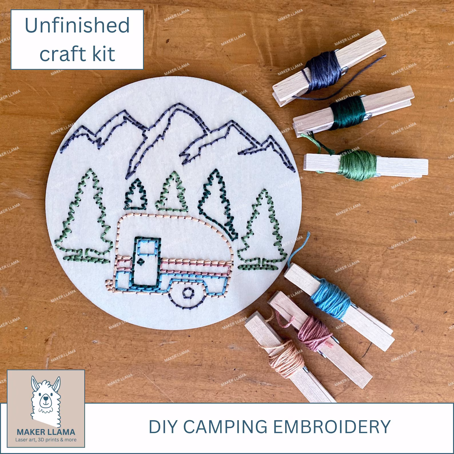 Camping embroidery kit