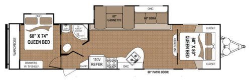 Travel Trailers with Two Queen Bedrooms: Aspen Trail 3600QBDS 