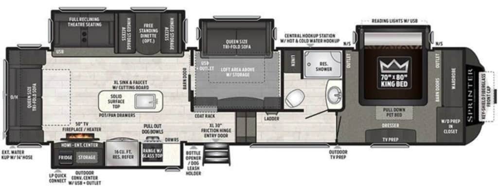 Travel Trailers with Two Queen Bedrooms: Sprinter 3571FWLFT