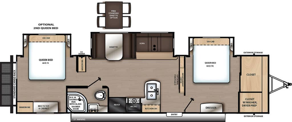  Travel Trailers with Two Queen Bedrooms: Catalina 343BHTS