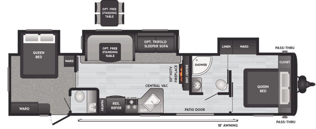 Travel Trailers with Two Queen Bedrooms: Hideout FQTS