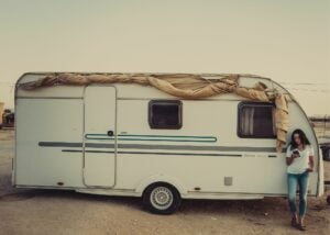 RV with broken awning