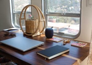 Office space inside an RV