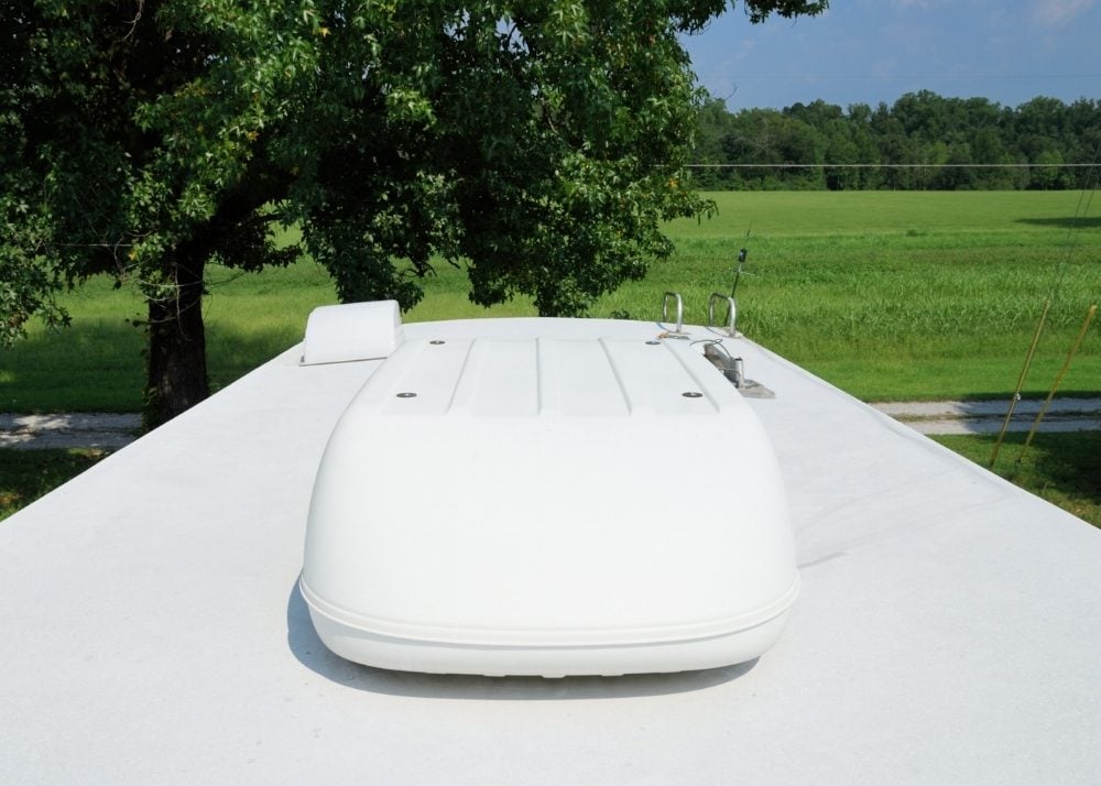 RV AC on clean RV roof