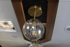 Globe-style LED light fixtures in RV.