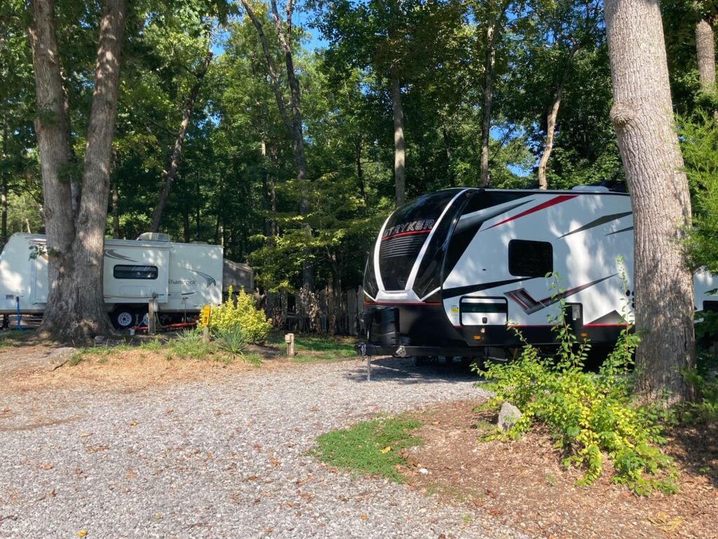 Travel Trailer at RV park on gravel pad