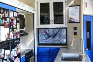 RV Kitchen with new slide trim 