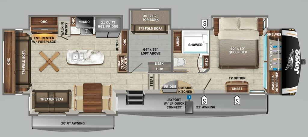 Fifth Wheels with Lofts: Eagle 355MBQS