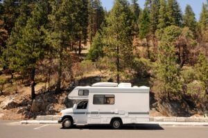 RV in Overnight Parking Lot