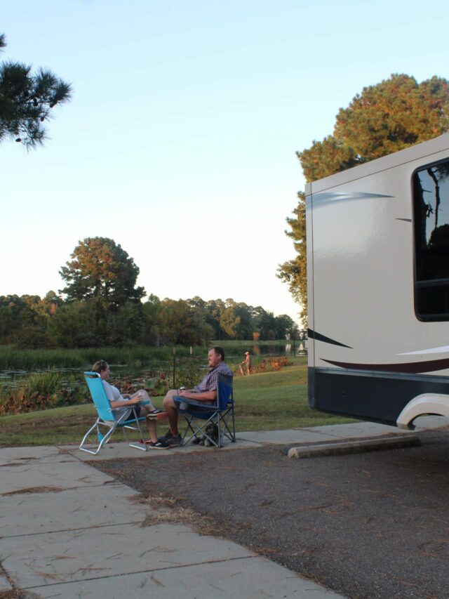 Couple at RV Park by Lake