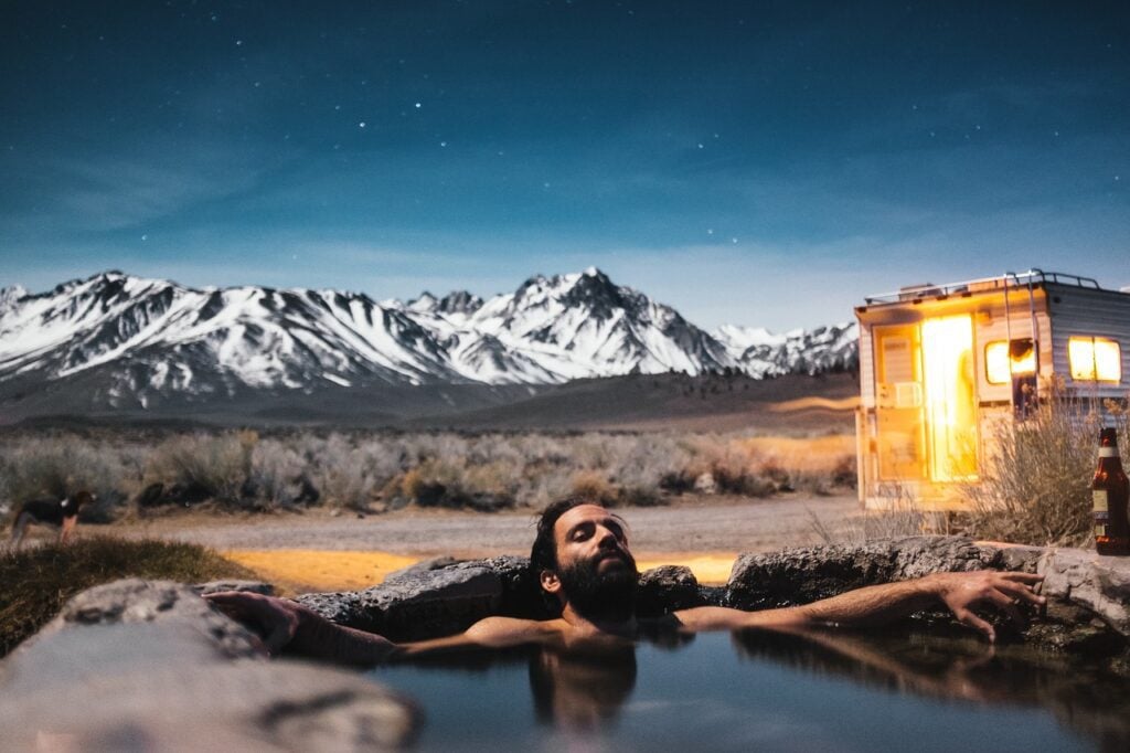 RV boondocking near a hot spring