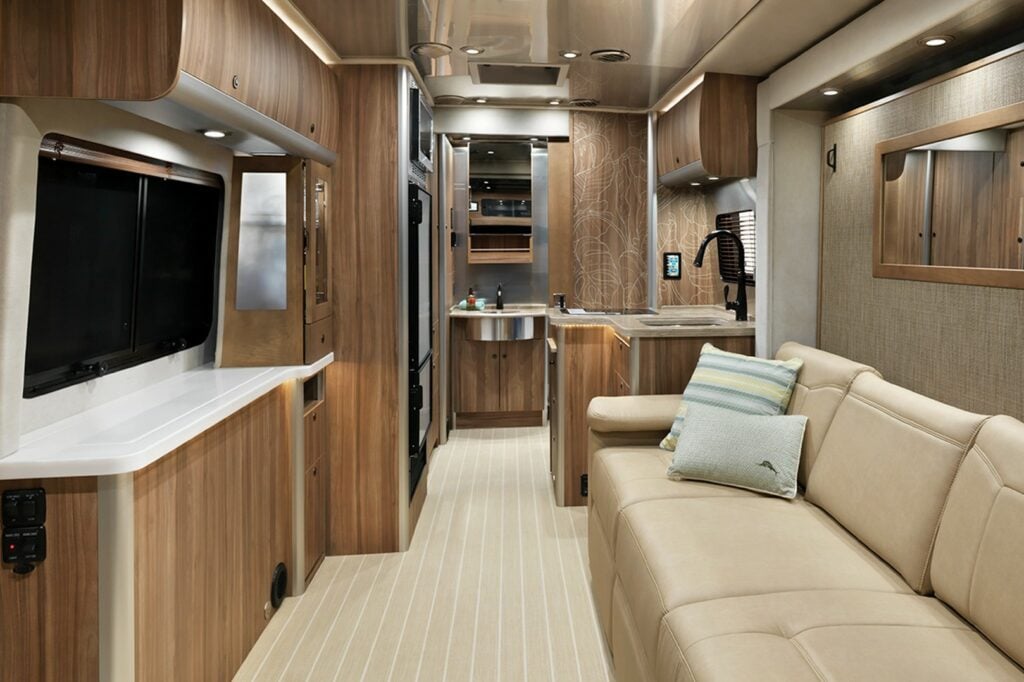 Small Luxury RVs. Interior of Airstream Atlas Class B RV. 