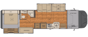 Class C RVs with Tables and Chairs: Valencia 38BB floor plan diagram.