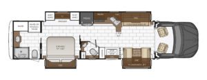 Class C RVs with Tables and Chairs: Super Star 4059 floor plan.