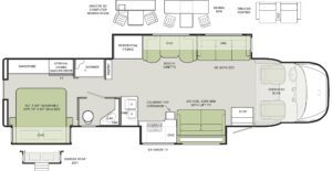 Class C RVs with Tables and Chairs: Allegro Bay 38 AB floor plan diagram.