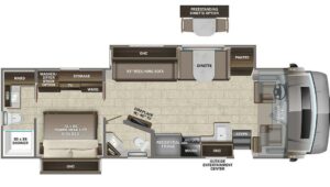 Class C RVs with Tables and Chairs: Accolade XL 37K Floorplan diagram.