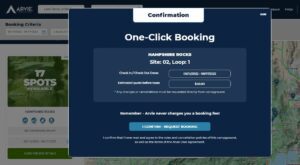 One click booking page on RV reservation website.