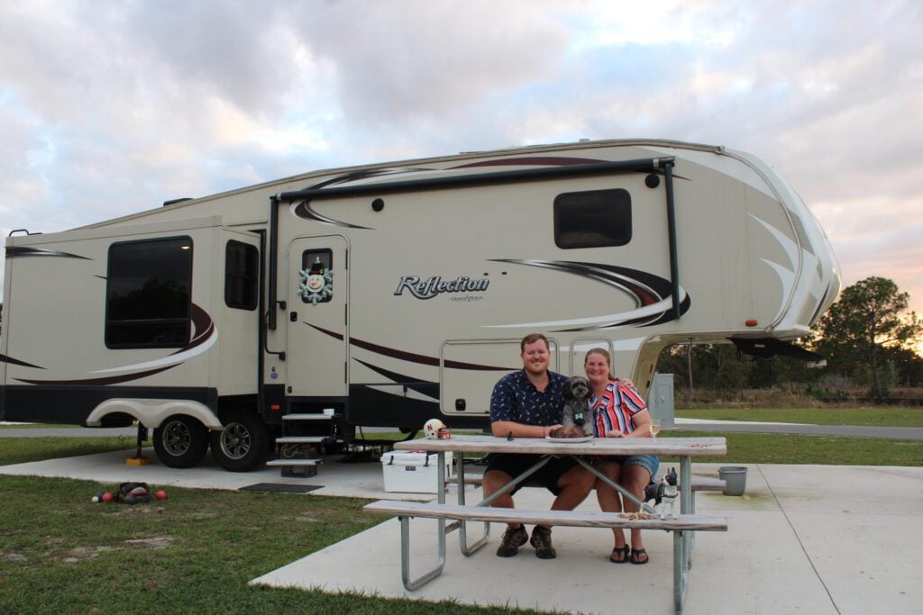 Couple at Thousand Trails RV campsite.