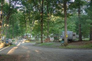 Wooded RV park.