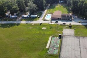 Aerial view of Salem Farms New England campground.