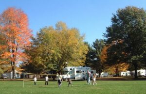 Volleyball game at KOA campground in Vermont. 