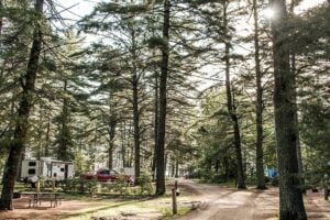 Wooded campground.