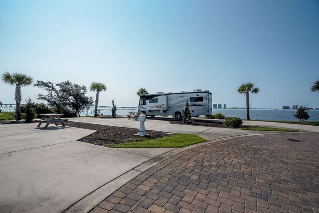 Waterfront campsite at Santa Rosa RV Resort
