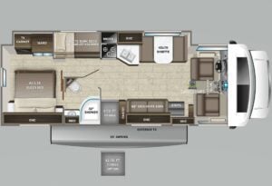 Floorplan of Class C RV with Bunk Beds Entegra 31F