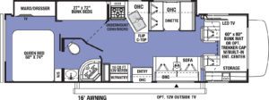 Class C floorplan with bunk beds: Sunseeker