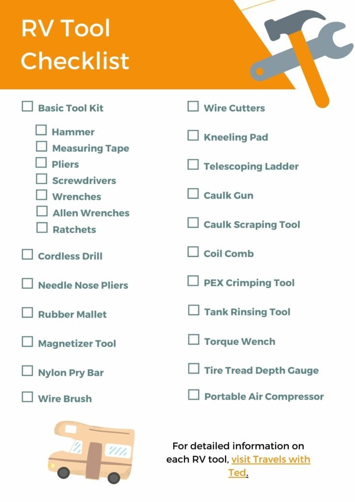 Printable RV Tool Kit Checklist 30 Essential RV Tools