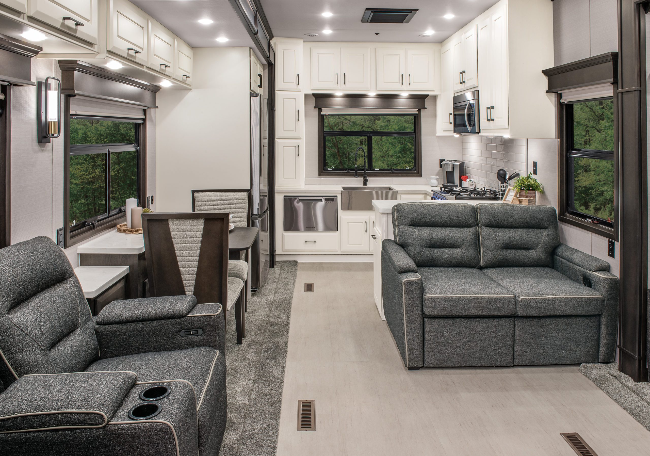 travel trailer with kitchen in rear