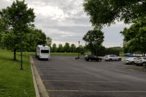 RV in Cracker Barrel Parking Lot