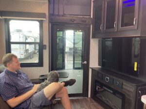 Man watching TV in an RV