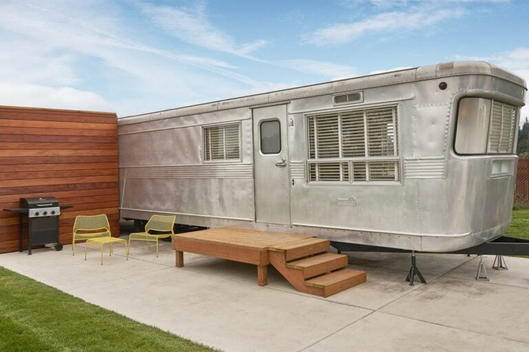 Vintage airstream rental at campground