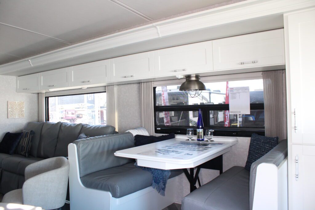 RV Dinette with Gray Cushions