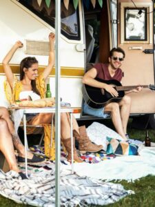 Friends Celebrating at RV Campsite