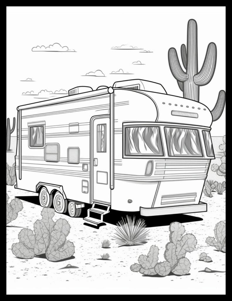 RV Coloring Page for Adults