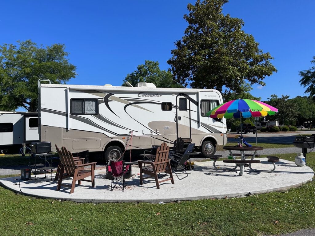 RV Campsite Decorated Umbrella