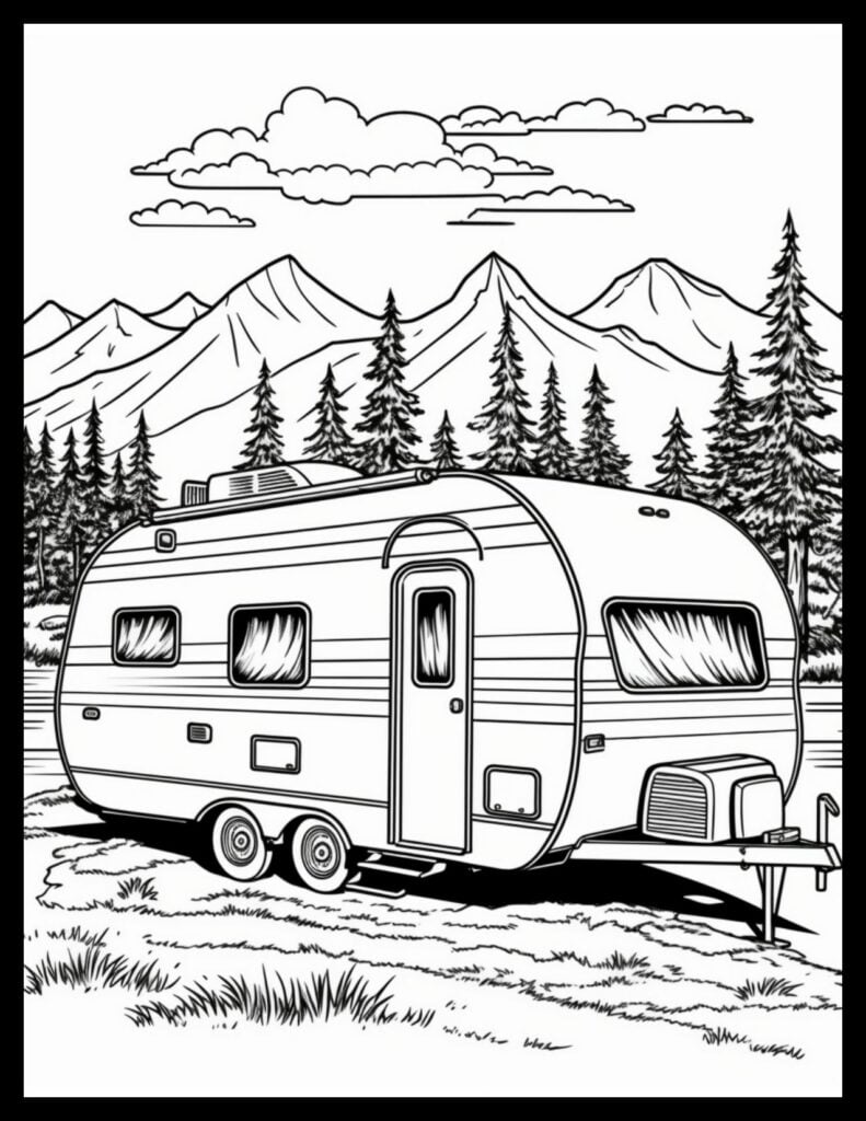 RV Coloring Page for Adults