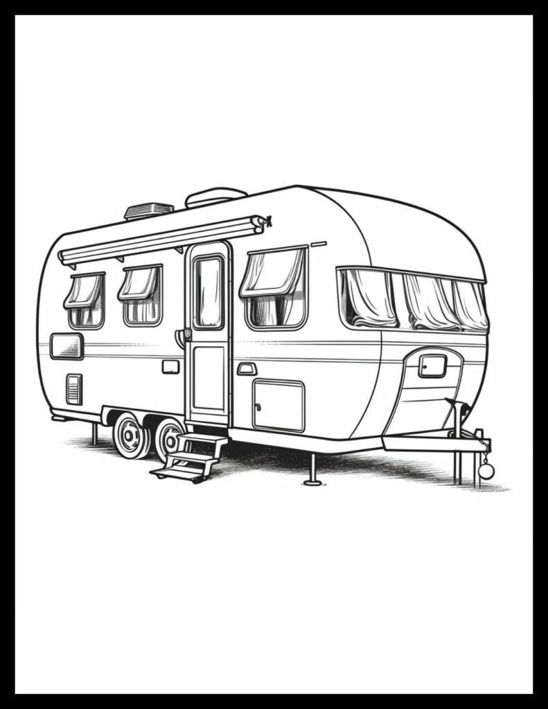 Simple Travel Trailer Coloring Page